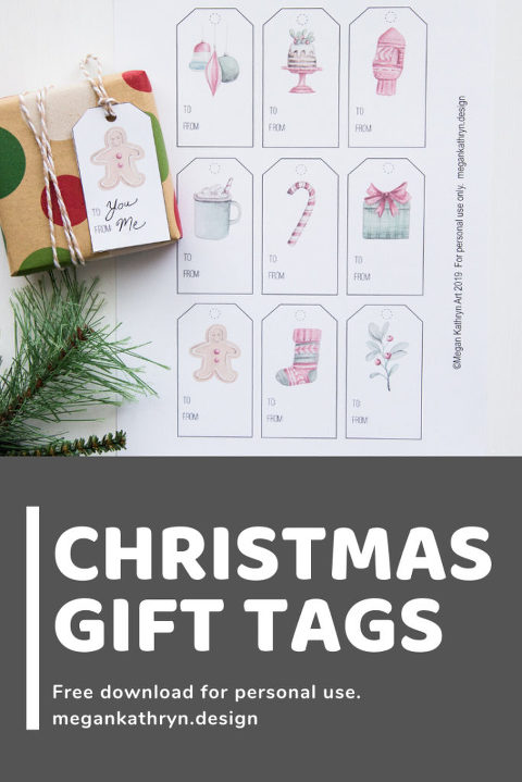 watercolor free christmas gift tags