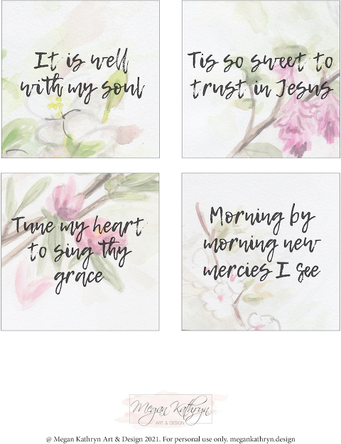 Original watercolor hymn verse cards