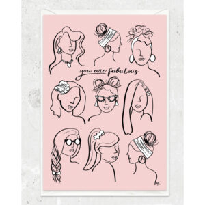 digital art greeting card pink girls